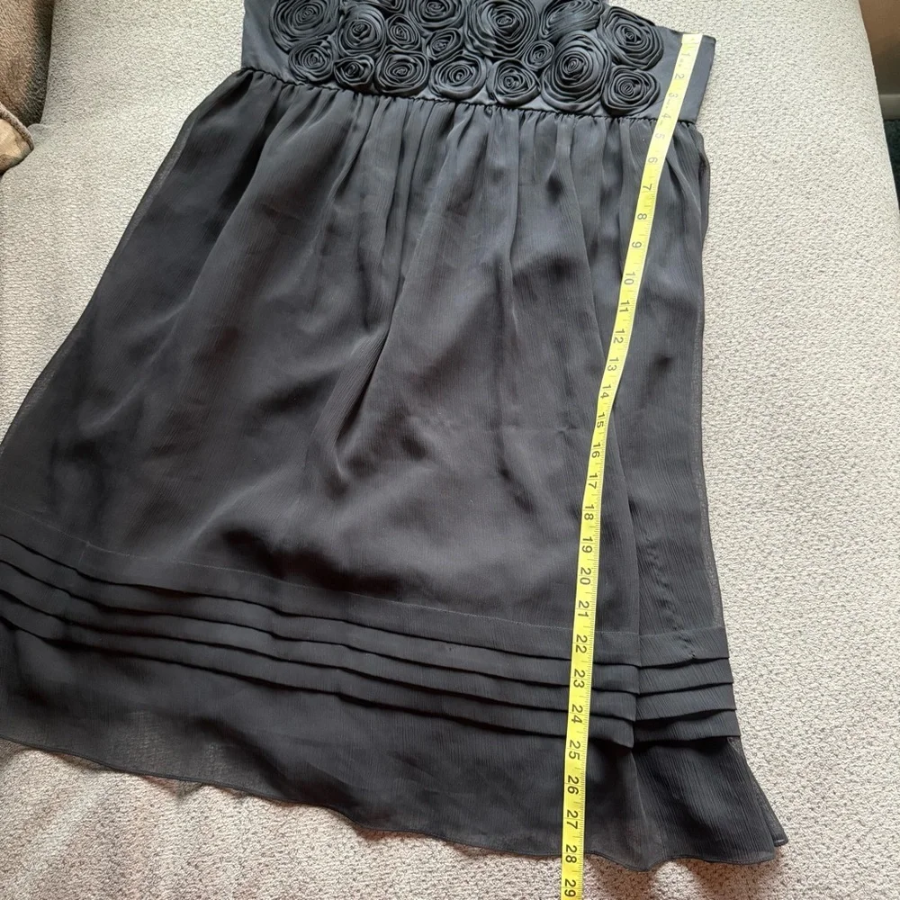 Nordstrom Max and Cleo Cocktail dress size 12 Black Ruched Floral Chiffon‎